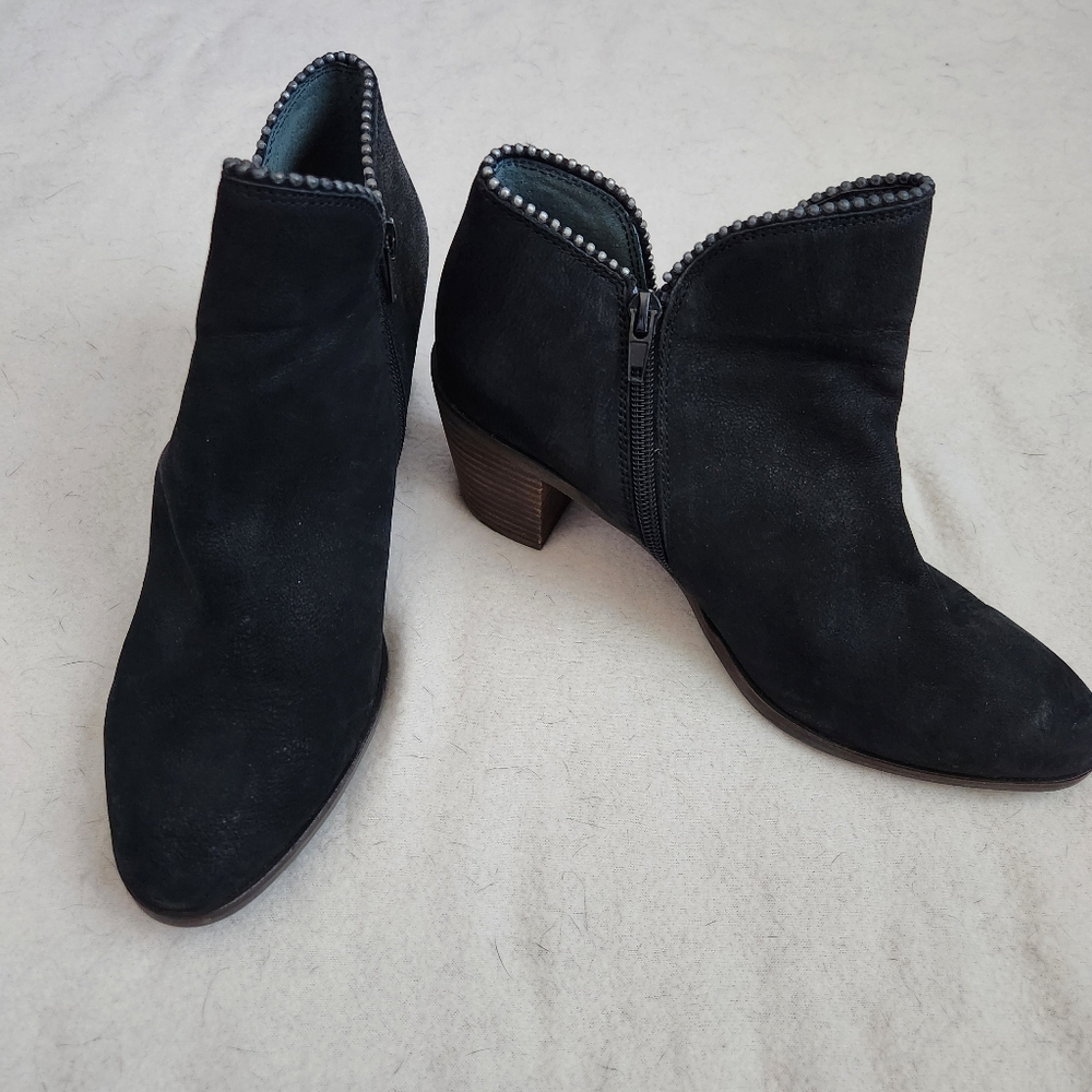 Lucky Brand Black Pincah2 Leather Ankle Bootie Size 8.5